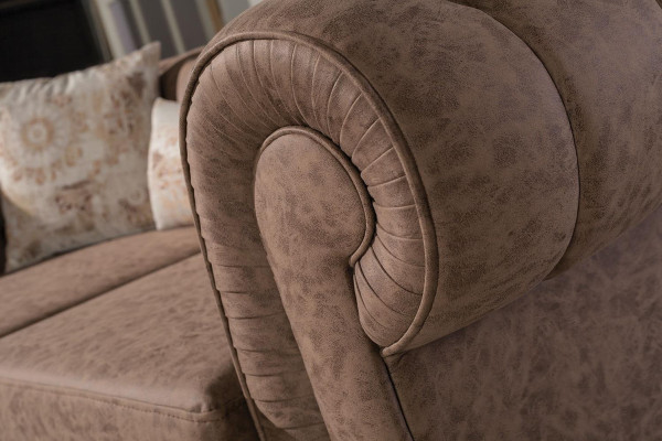 Stylish brown Chesterfield two-seater designer 2-seater couch