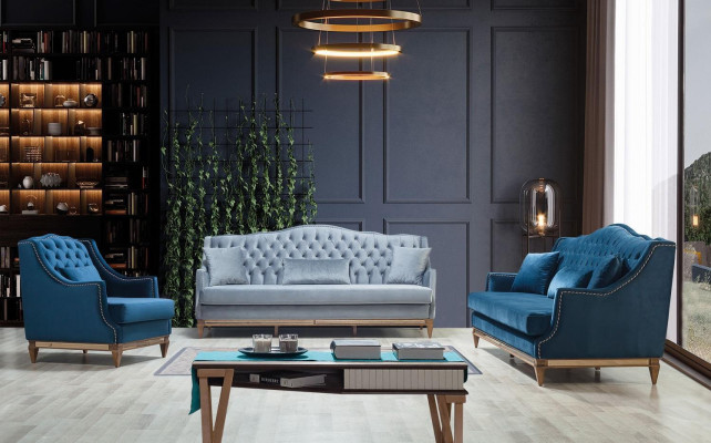 Blue he Luxury Chesterfield Armchair Living room Lounge Designer Furniture new