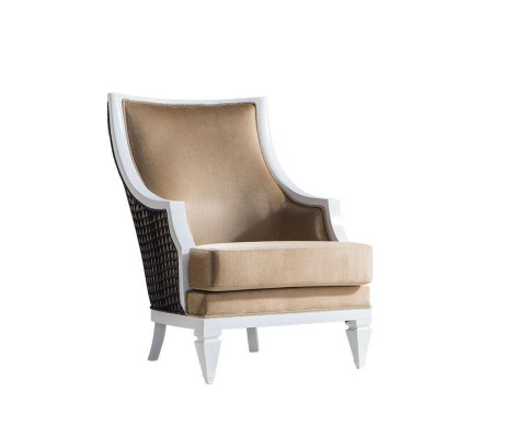 Light beige armchair armchair single seater wooden frame wood armchair