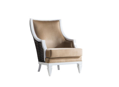 Light beige armchair armchair single seater wooden frame wood armchair