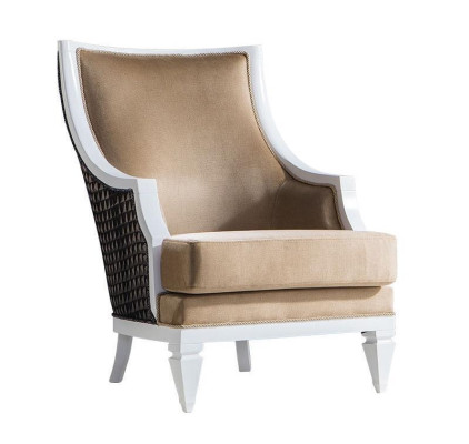 Light beige armchair armchair single seater wooden frame wood armchair