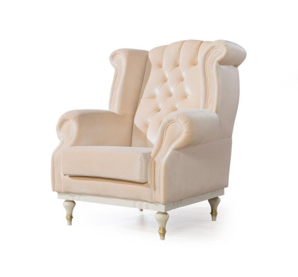 White Retro Armchair Chesterfield Single Seater Bar Chair Living room 1-Seater