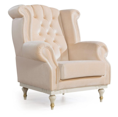 White Retro Armchair Chesterfield Single Seater Bar Chair Living room 1-Seater