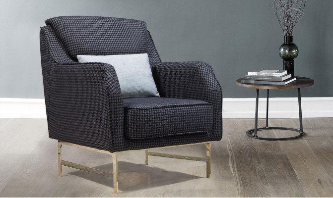 Gray upholstered armchair stainless steel single seater living room armchair new