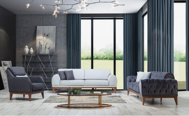 Gray Upholstery Single Seat Upholstered Armchair Designer Chair