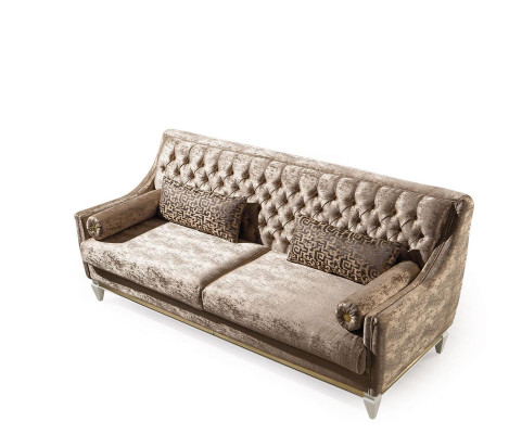 Beige 3-seater textile sofa Chesterfield three-seater upholstery couches 3-seater