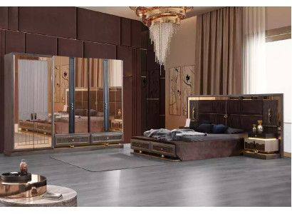 Complete e bedroom furniture set 4-piece bedroom bed double bed brown