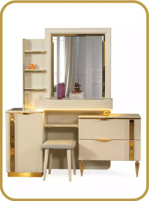 Big Complete e bedroom furniture luxury double bed fabric beige 8 pieces