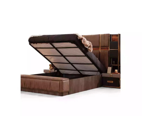 Bedroom Suite Luxury Double bed bed base Bed Set 3-piece beige