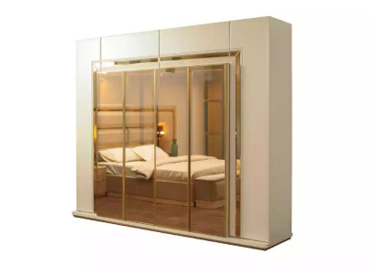 Wardrobe Luxury Wardrobe Wood 6 Door Bedroom Cabinet Beige Wood