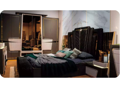 Bedroom furniture suite luxury double bed bed set 5-piece black beds