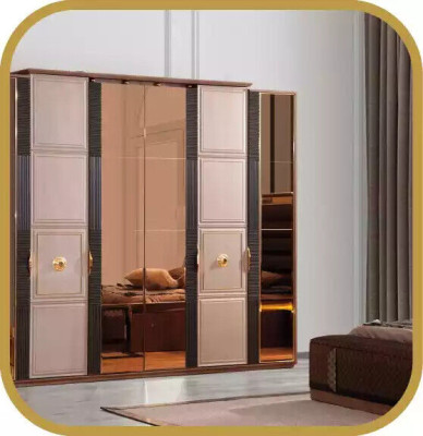 Bedroom furniture complete e luxury bed set 4 pieces double bed brown fabric