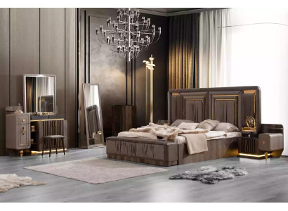 Double bed Suite Bedroom Luxury Bed Modern Gray 6-piece design