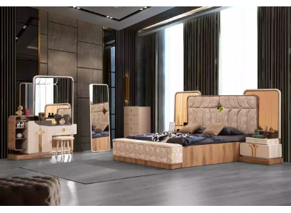 Luxury bedroom furniture complete e double bed fabric set 7 pieces bed frame