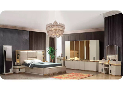 Suite Double bed Beige Bedside tables Bedroom Bed Set 4pcs new