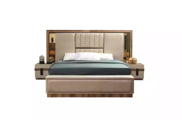 Suite Double bed Beige Bedside tables Bedroom Bed Set 4pcs new
