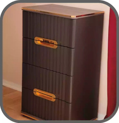 Chest of drawers 4 Drawer Sideboard Brown Gold Wood Wardrobe Bedroom
