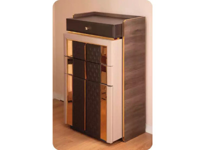 Luxury Chest of drawers Sideboard Brown Gold Wood Wardrobe Bedroom Chests of drawers