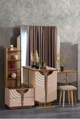Dressing table Dressing table with Mirror Console table Wood Beige Design