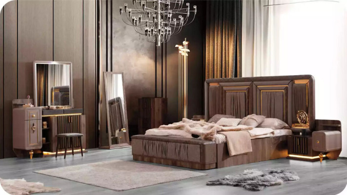 Bedroom luxury dressing table mirror console table make-up brown