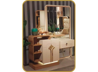 Design Dressing table Mirror Beige Console Table Luxury Bedroom