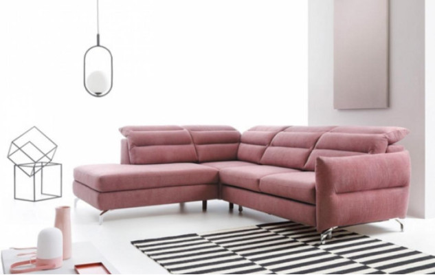 Fabric sofa Pink Corner suite Corner sofa Bed function L-shape upholstered sofa new