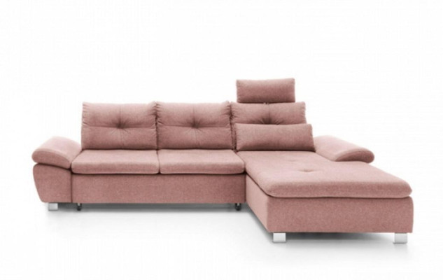 Sofa Corner suite Corner sofa L-shape Fabric sofa Couch Pink Upholstered sofa Seat