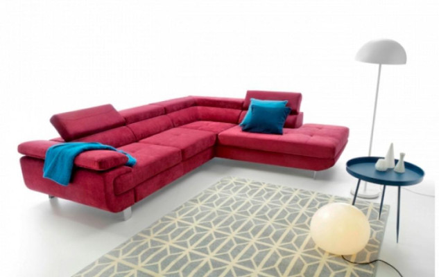 Fabric sofa red Corner suite Corner sofa Bed function L-shape upholstered sofa new