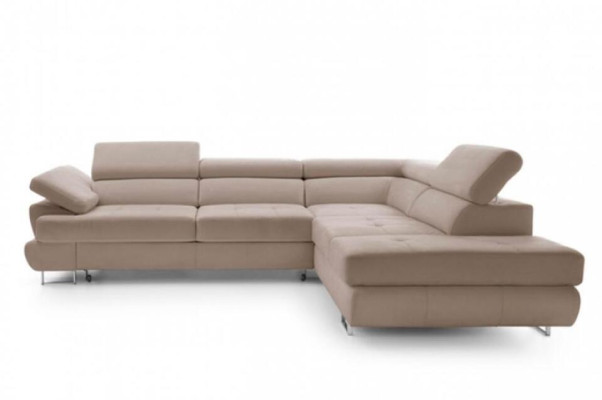 Fabric sofa Corner suite Corner sofa Bed function L-shape Beige upholstered sofa
