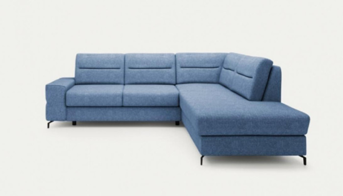 Corner suite fabric sofa Blue Corner sofa Bed function L-shape upholstered sofa