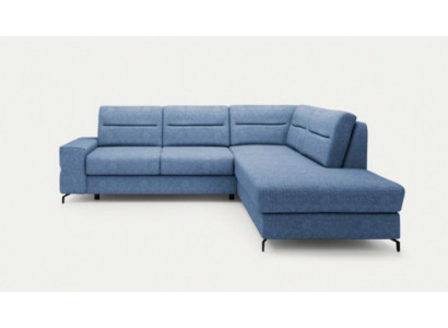 Corner suite fabric sofa Blue Corner sofa Bed function L-shape upholstered sofa