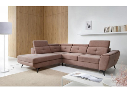 Fabric sofa Corner suite Corner sofa Bed function L-shape Pink upholstered sofa Sofa
