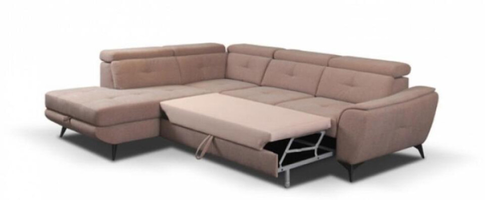 Fabric sofa Corner suite Corner sofa Bed function L-shape Pink upholstered sofa Sofa