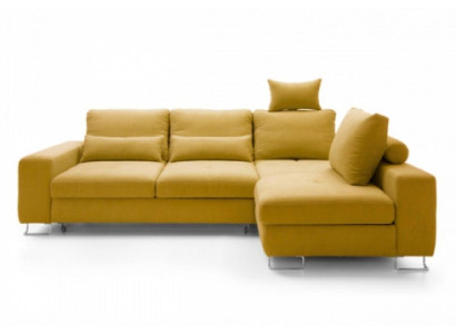 Corner sofa sleep function L-shape upholstered sofa fabric yellow sofa polyester