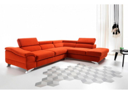 Orange fabric sofa Corner suite Corner sofa Lying surface L-shape Bed function