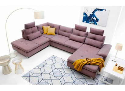 Living landscape Large sofa XXL U-shape Corner sofa Fabric sofa Lila Furniture