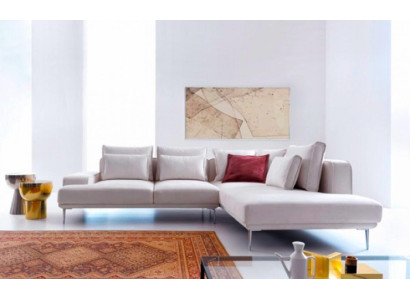 Modern Design Corner sofa Upholstered sofa L-shape Fabric sofa Couch Sofa Beige Bed function