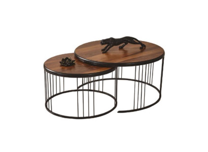 Side table Group Coffee table Coffee table Brown 2-piece Set Table Wood