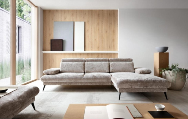 Design Sofa Corner suite Corner sofa L-shape Fabric sofa Couch Gray Upholstery