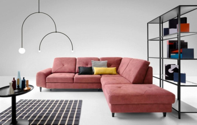 Corner sofa Upholstered sofa Corner suite Pink L-shape fabric sofa Couch Sofa Furniture