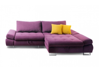 Couch Corner suite Corner sofa L-shape Fabric sofa Purple upholstered sofa Seat