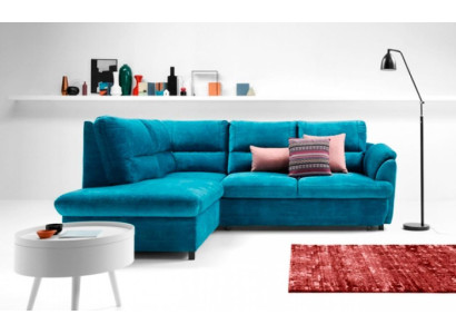 Sofa Corner suite Corner sofa L-shape Fabric sofa Couch Blue Upholstered sofa Seat