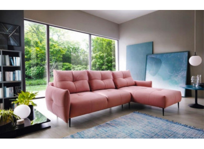 Corner suite fabric sofa pink Corner sofa Bed function L-shape upholstered sofa
