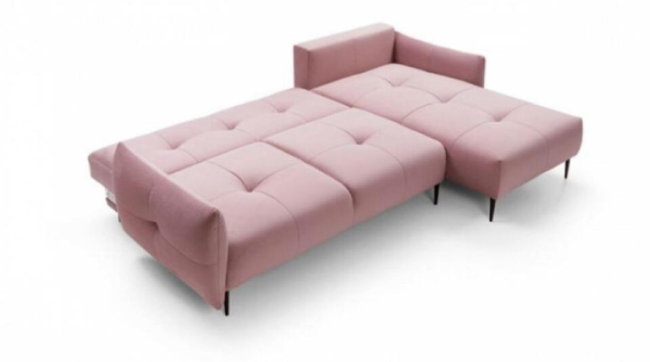 Corner suite fabric sofa pink Corner sofa Bed function L-shape upholstered sofa
