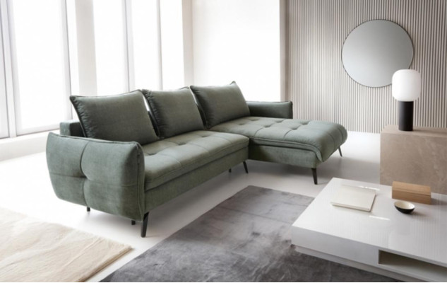 Design Sofa Corner suite Corner sofa L-shape Fabric sofa Couch Gray Upholstery