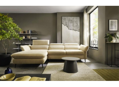 Corner suite fabric sofa Beige Corner sofa Bed function L-shape upholstered sofa
