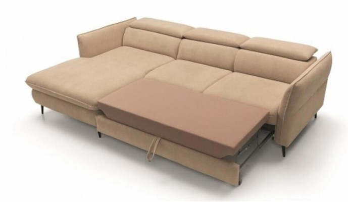 Corner suite fabric sofa Beige Corner sofa Bed function L-shape upholstered sofa