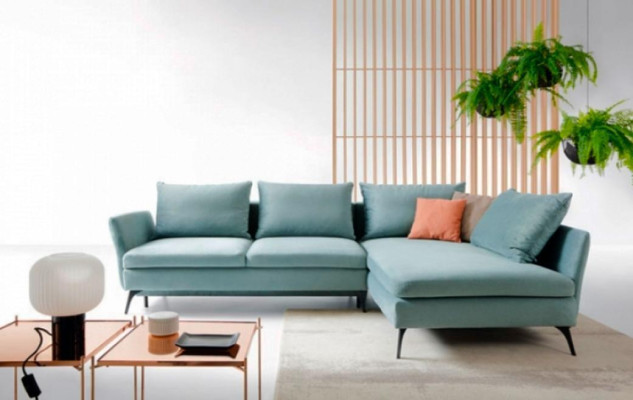 Corner suite Corner sofa L-shape fabric sofa Couch Sofa Blue upholstered sofa Seat