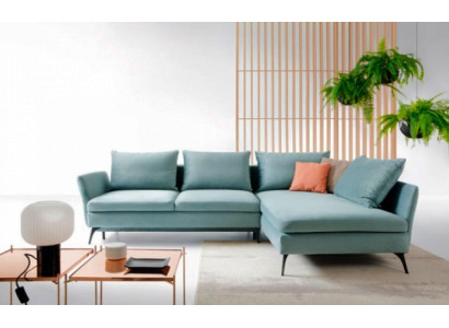 Corner suite Corner sofa L-shape fabric sofa Couch Sofa Blue upholstered sofa Seat