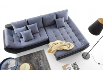 Fabric sofa Corner suite Corner sofa Lying surface L-shape Blue upholstered sofa